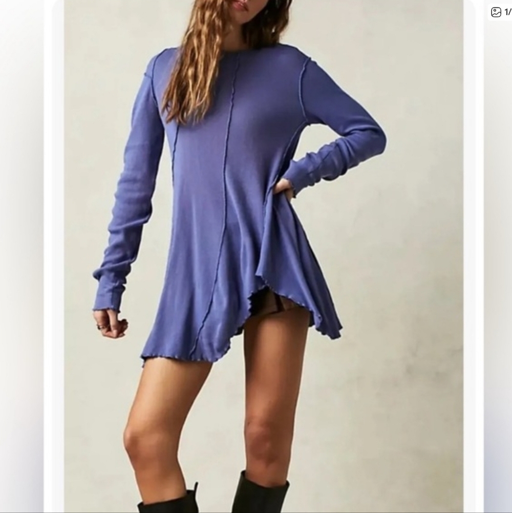 We The Free Washed Violet Flared Long-Sleeve Tunic